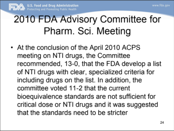 Slide from FDA Meeting